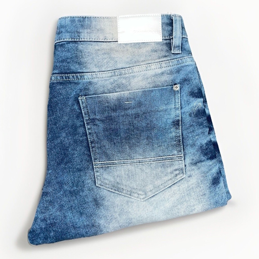NWOT Southpole Denim Shorts Acid Wash Ribbed Stretch Distressed Size: 32‎ Slim